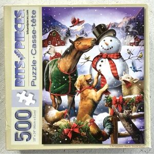 Bits and Pieces Jigsaw Puzzle 500 Pcs COMPLETE Christmas Snowman Barn Animals